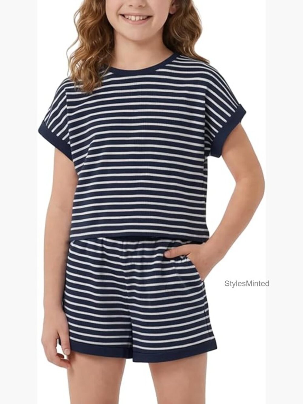 Kids Striped Short Sleeve T-Shirt and Shorts Set 5-14 Years Playwear